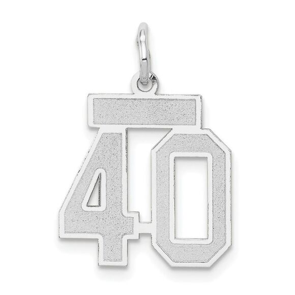 14k White Gold, Jersey Collection, Small Number 40 Pendant